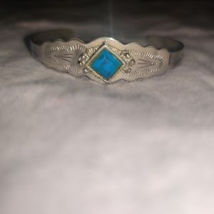 Silver Turquoise Tribal Style cuff
